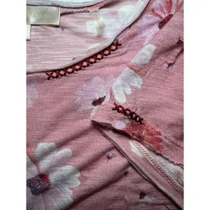 LoveShackFancy Rubbin Cropped Tee Coral Floral Knit Viscose T-Shirt Pink Size S thumbnail 5