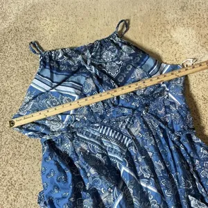Blue Paisley Cotton Maxi Dress Halter Neck Tiered‎ Boho Sun Dress Women Large thumbnail 6