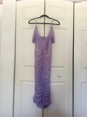Petal & Pup Purple Lavender Ruched Chiffon Cut Out Midi Dress Wedding Guest XL thumbnail 8