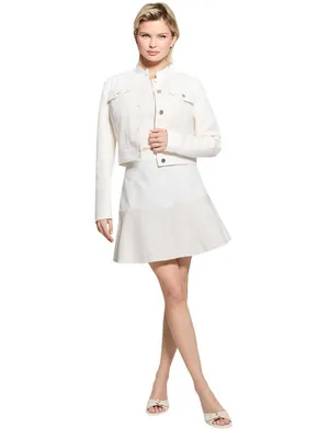 NEW Guess Elsie Tweed Mix Denim Jacket W5GL23WH610-F0ED White Tweed Combo XL thumbnail 3