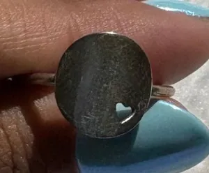 Silver Tone Minimalist Circle Ring with Heart Cutout Detail Size 7 thumbnail 1