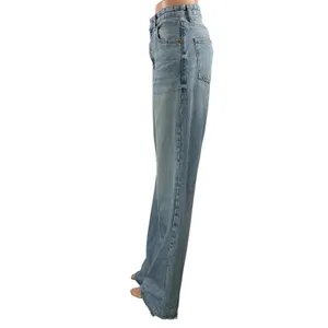 Zara Women's Blue High Rise Relaxed Straight Wide Leg Denim Jeans Pants Size 4 thumbnail 2
