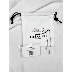 NEW Coach Charm Chain Bracelet Silver Tone Heart Love Jewelry With Pouch Gift thumbnail 2
