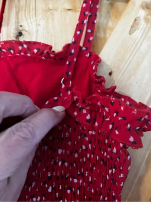 Princess Polly‎ Stacey Mini Dress Red Heart Print Ruffle Smocked Size 2 thumbnail 10