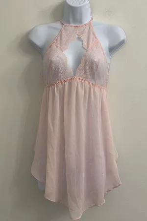 Victoria's Secret lace light pink slip dress lingerie size L thumbnail 1