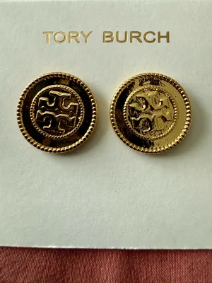 Tory Burch | Gold Plated Logo Button Earrings thumbnail 1