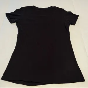 Infamous‎ Womens Size Medium Black Skull Tattoo Roses Short Sleeve Shirt V-neck thumbnail 10