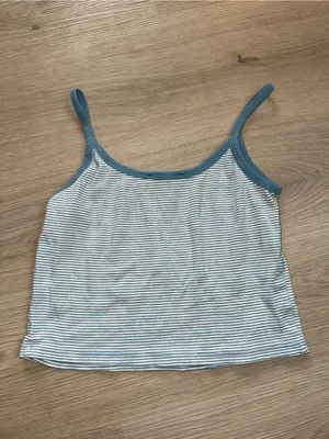 Forever 21 White & Light Blue Striped Cropped Cami thumbnail 3