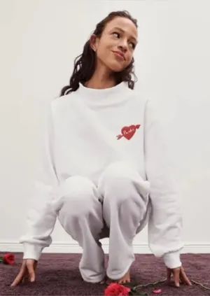 PARKE Set Valentine’s mockneck Boxer sweatpants wide leg flare fleece sweatshirt thumbnail 1