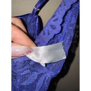 Coquette Royal Blue Floral Lace Ruffle Hem Chemise Lingerie Nightie Romantic XS thumbnail 2