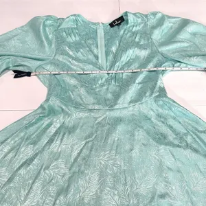 Lulus Stunning Moment‎ Light Blue Satin Jacquard Long Sleeve Mini Dress MEDIUM thumbnail 9