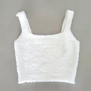 Meshki Fuzzy White Crop Tank thumbnail 2