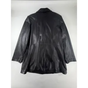 Pelle Studio Wilsons Leather Black Double Breasted Pea Coat Thinsulate Small thumbnail 2