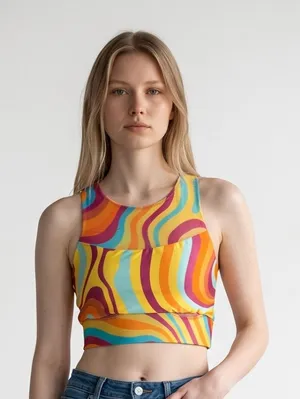 Hoka women's Race day pocket sports bra Multi Color size Small thumbnail 1