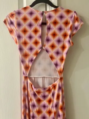 Olivaceous Pink & Orange Geometric Midi Dress with Side Slit thumbnail 9