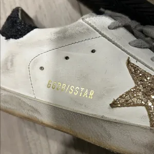 Golden Goose White Sneakers with Gold Star and Black Glitter Heel Tab Size 39 thumbnail 9