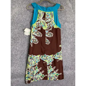 NWT Donna Morgan Silk Paisley Dress Brown Turquoise Boho Midi Size 8 thumbnail 2