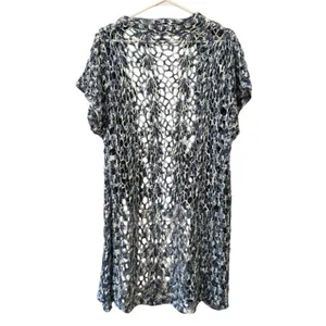 ii SISTERS‎ Women Size Medium Open Front Crocheted Cardigan Beach Cover Up Knit thumbnail 2