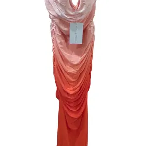 Saints + Secrets Strapless Ruched Maxi Dress in Orange Ombré Size Large NWT thumbnail 3