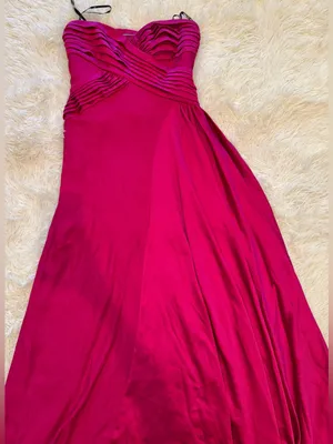 NEW Tadashi Shoji Cassera Strapless New Fuchsia Pink Draped Strapless Gown Sz 2 thumbnail 7