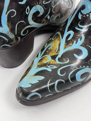 BOPS By Beehive Crain 02 Paisley Print Pointy Toe Rain Boots Size 6 Western Boho thumbnail 4