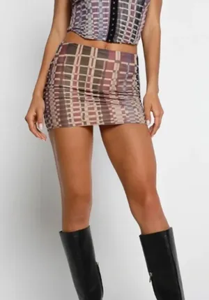 TIGER MIST Retro Check Mesh Mini Skirt X-Small NEW NWT‎ thumbnail 1