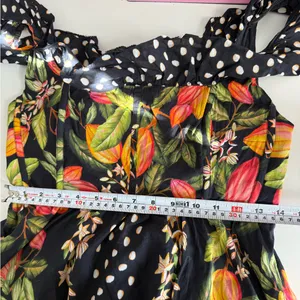 Farm Rio Tropical Floral Polka Dot Mini Dress S | Ruffle Strap Summer Vacation thumbnail 11