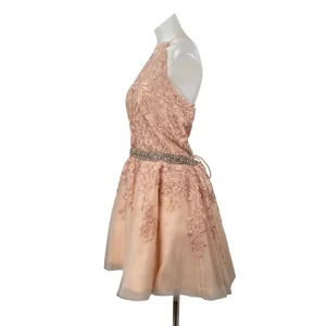 NEW Sherri Hill Pink Tulle Floral Embroidery Embellished Mini A-Line Dress Sz 18 thumbnail 3