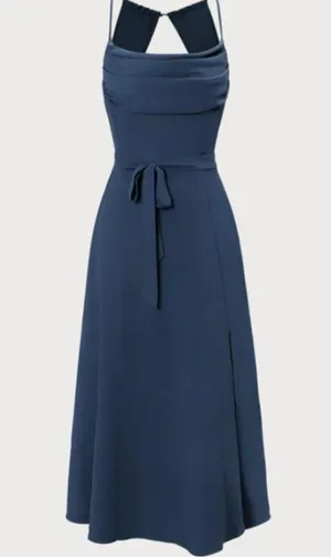 RIHOAS Previous Next The Navy Cowl Neck Cutout Back Maxi Dress 22 thumbnail 5