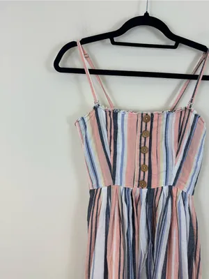 Free People Lilah Pleated Tube Dress Multi Maxi Stripe Boho Small Women's thumbnail 3