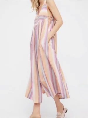 Free People Striped Sleeveless Jumpsuit in Pastel colors thumbnail 3
