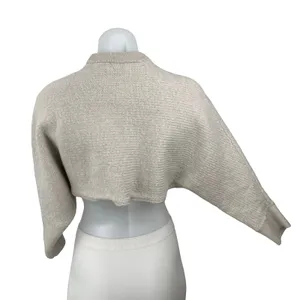Aritzia Wilfred Free Lola 100% Wool Women's Gray Long Sleeve Crop Sweater Top M thumbnail 4