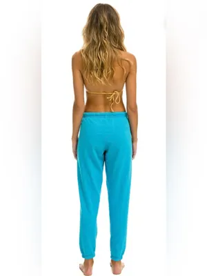 Aviator Nation Logo Sweatpants Lounge with Rainbow Tag Teal Blue Size S thumbnail 3