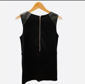 Forever 21 Little Black Dress Sheath Shift Faux Leather Knit S Exposed Back Zip thumbnail 7