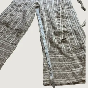 Lost + Wander Tan White Striped Wide Leg Cropped Pants Side Tie Small thumbnail 5