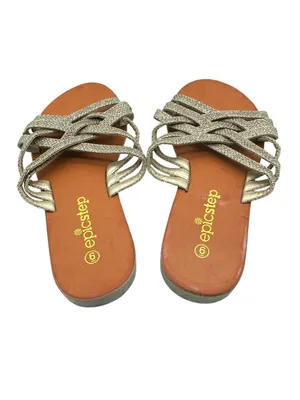Epic Step Womens Sandals Strappy Slides Glitter Gold Size 6 thumbnail 3