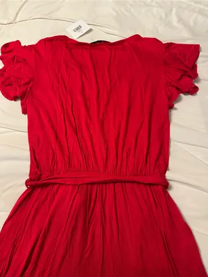 Fraiche by J Red Wrap-Front Wide-Leg Jumpsuit - NWT - Size M thumbnail 7