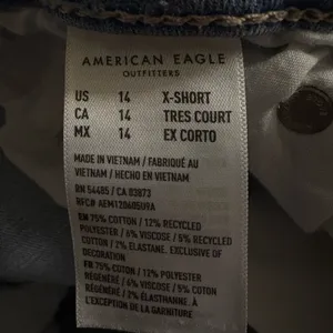 American Eagle Next Level Curvy Super High Rise Flare Jean 14 X-Short Blue thumbnail 6