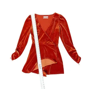 Urban Outfitters Goldmine Velvet Long Sleeve Romper Terra‎ Cotta Orange Size XS thumbnail 3