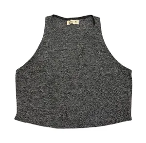 Hollister Gray High Neck Knit Cropped Tank Top Size Women's Medium thumbnail 1