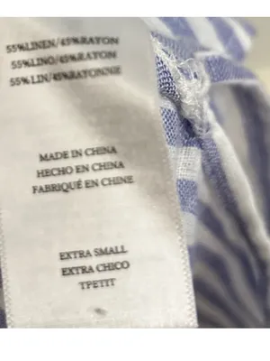 Rails Whitney Blue White Stripe Daisy Short Sleeve Collared Linen Rayon Shirt XS thumbnail 11