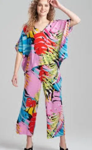 Natori Bora Bora Caftan PJs 2 PC Set Size Small Crinkle Fabric thumbnail 1