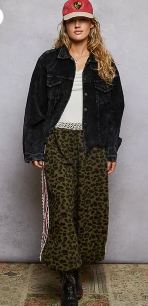 POL Black Trucker Corduroy Jean Jacket Sized L thumbnail 1