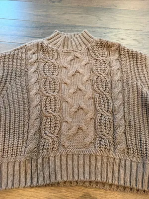 Lucky Brand Brown Cable Mock Neck Sweater Size Small - C33-046 thumbnail 3