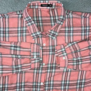 Plaid‎ Button Up Shirt Women 3XL Pink Plaid L/S Casual Western Pastel Layering thumbnail 9