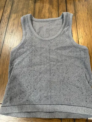 Source Unknown Heather Gray Ribbed Tank Top athleisure thumbnail 1