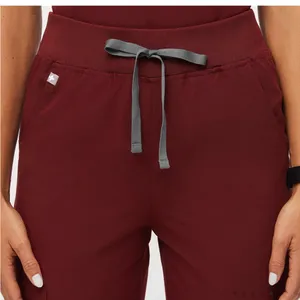 FIGS High Waisted Zamora Jogger Scrub Pants burgundy size large nurse scrubs pant thumbnail 13