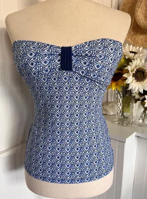 Arizona Jeans Blue Strapless Swim Top thumbnail 1