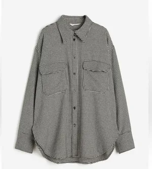 H&M Monochrome Houndstooth Button-Down Shacket thumbnail 1