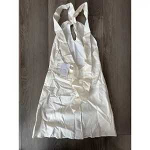 Commense Old Money Minimalist Cotton & Linen Backless White Halter Dress NWT XS thumbnail 3